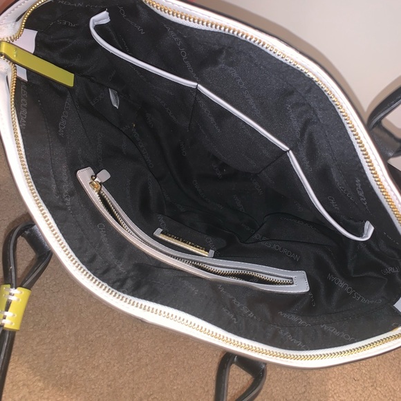 Charles Jourdan White & black bag w/yellow accent - Picture 4 of 4
